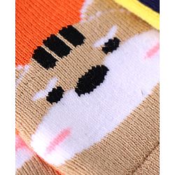 Cute Walk by Babyhug Ankle Length Antibacterial Socks with Animal Design Pack Of 3 - Blue Red & Yellow