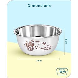 Babyhug Disney Mickey Mouse Stainless Steel Feeding Bowl Set | Easy to Clean & Maintain| Encourage Self Feeding| Laser Print| Dishwasher Safe| Gifting Option Silver Pack of  2 - 150 ml