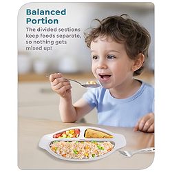 Babyhug Disney Mickey Mouse Stainless Steel 3 Section Plate with Spoon & Fork Set| Easy to Clean & Maintain| Encourage Self Feeding| Laser Print| Dishwasher Safe| Gifting Option - Silver