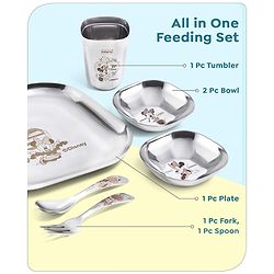 Babyhug Disney Minnie Mouse Stainless Steel Spoon & Fork Set| Easy to Clean & Maintain| Encourage Self Feeding| Laser Print| Dishwasher Safe - Silver