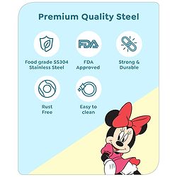 Babyhug Disney Minnie Mouse Stainless Steel Spoon & Fork Set| Easy to Clean & Maintain| Encourage Self Feeding| Laser Print| Dishwasher Safe - Silver
