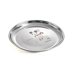 Babyhug Disney Mickey Mouse Stainless Steel Dinner Set Round - 6 Pieces| Easy to Clean & Maintain| Encourage Self Feeding| Laser Print| Dishwasher Safe| Gifting Option - Silver