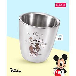 Babyhug Disney Mickey Mouse Stainless Steel Double Wall Tumbler Silver - 120 ml
