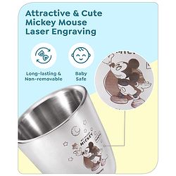 Babyhug Disney Mickey Mouse Stainless Steel Double Wall Tumbler Silver - 120 ml