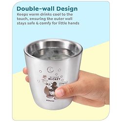 Babyhug Disney Mickey Mouse Stainless Steel Double Wall Tumbler Silver - 120 ml