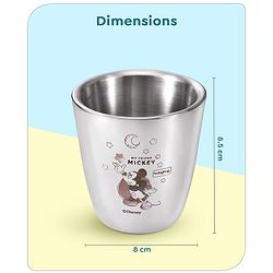 Babyhug Disney Mickey Mouse Stainless Steel Double Wall Tumbler Silver - 120 ml