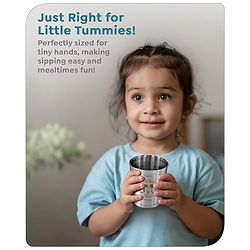 Babyhug Disney Minnie Mouse Stainless Steel Tumbler Set of 2 | Easy to Clean & Maintain| Encourage Self Feeding| Laser Print| Dishwasher Safe| Gifting Option Silver - 120 ml