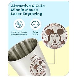 Babyhug Disney Minnie Mouse Stainless Steel Tumbler Set of 2 | Easy to Clean & Maintain| Encourage Self Feeding| Laser Print| Dishwasher Safe| Gifting Option Silver - 120 ml