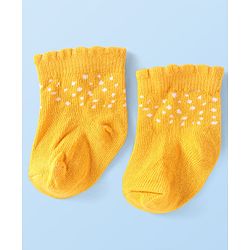Cute Walk by Babyhug Ankle Length Antibacterial Socks with Floral Design Pack Of 3 - White & Yellow