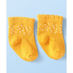Cute Walk by Babyhug Ankle Length Antibacterial Socks with Floral Design Pack Of 3 - White & Yellow