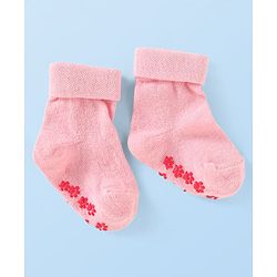 Cute Walk by Babyhug Ankle Length Antibacterial Socks with Floral Design Pack Of 3 - Blue Pink & White