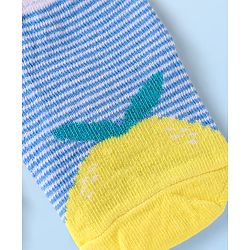 Cutewalk by Babyhug Non Terry Knit Anti-Bacterial Ankle Length Anti-Skid Socks with Strips Print - Blue