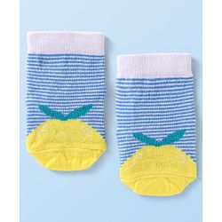 Cutewalk by Babyhug Non Terry Knit Anti-Bacterial Ankle Length Anti-Skid Socks with Strips Print - Blue