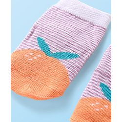 Cutewalk by Babyhug Non Terry knit Anti-Bacterial Ankle Length Anti-Skid Sock with Strips Design - Dark Pink