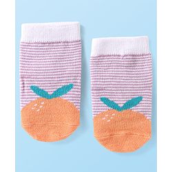 Cutewalk by Babyhug Non Terry knit Anti-Bacterial Ankle Length Anti-Skid Sock with Strips Design - Dark Pink