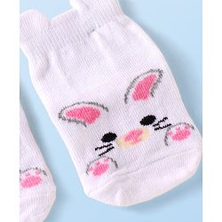 Cutewalk by Babyhug Knit Anti-Bacterial Ankle Length Anti-skid Socks with Bunny Applique - White