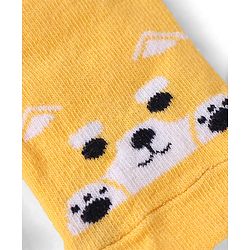 Cutewalk by Babyhug Non Terry Knit Anti-Bacterial Ankle Length Anti-Skid Socks with Animal Applique - Yellow