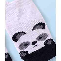 Cutewalk by Babyhug Knit Anti-Bacterial Ankle Length Anti-Skid Socks with Panda Design - White