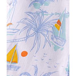Babyhug Cotton Woven Half Sleeves Shirt with Beach Theme Print - White