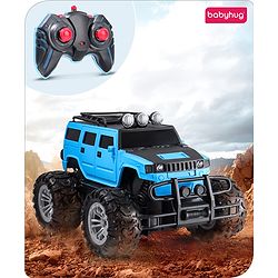 Babyhug Premium Off Roader Rechargeable Remote Control Truck With Normal & Turbo Speed & 4 Headlight Modes - Sky Blue