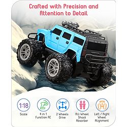 Babyhug Premium Off Roader Rechargeable Remote Control Truck With Normal & Turbo Speed & 4 Headlight Modes - Sky Blue