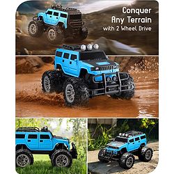 Babyhug Premium Off Roader Rechargeable Remote Control Truck With Normal & Turbo Speed & 4 Headlight Modes - Sky Blue