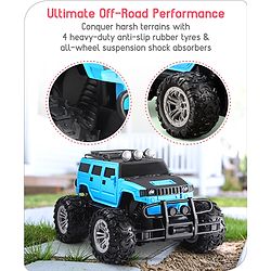 Babyhug Premium Off Roader Rechargeable Remote Control Truck With Normal & Turbo Speed & 4 Headlight Modes - Sky Blue