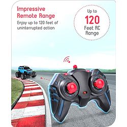 Babyhug Premium Off Roader Rechargeable Remote Control Truck With Normal & Turbo Speed & 4 Headlight Modes - Sky Blue