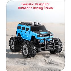 Babyhug Premium Off Roader Rechargeable Remote Control Truck With Normal & Turbo Speed & 4 Headlight Modes - Sky Blue