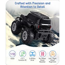 Babyhug Premium Off Roader Rechargeable Remote Control Truck With Normal & Turbo Speed & 4 Headlight Modes - Sky Blue