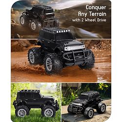 Babyhug Premium Off Roader Rechargeable Remote Control Truck With Normal & Turbo Speed & 4 Headlight Modes - Sky Blue