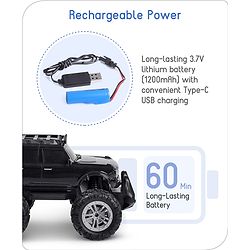 Babyhug Premium Off Roader Rechargeable Remote Control Truck With Normal & Turbo Speed & 4 Headlight Modes - Sky Blue