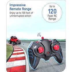 Babyhug Premium Off Roader Rechargeable Remote Control Truck With Normal & Turbo Speed & 4 Headlight Modes - Sky Blue