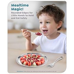 Babyhug Disney Mickey Mouse Stainless Steel Fork & Spoon Set | Easy to Clean & Maintain| Encourage Self Feeding| Laser Print| Dishwasher Safe| Gifting Option - Silver