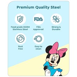 Babyhug Disney Mickey Mouse Stainless Steel Fork & Spoon Set | Easy to Clean & Maintain| Encourage Self Feeding| Laser Print| Dishwasher Safe| Gifting Option - Silver
