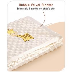 Babyhug Sleeping Bag Feeding Pillow & Blanket Combo Set with Giraffe Embroidery - White | Fits upto waist size 36 inches