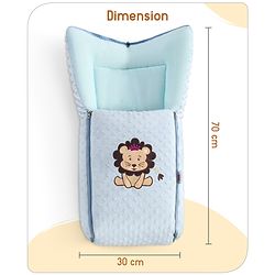 Babyhug Sleeping Bag Feeding Pillow & Blanket Combo Set with Giraffe Embroidery - White | Fits upto waist size 36 inches