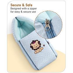 Babyhug Sleeping Bag Feeding Pillow & Blanket Combo Set with Giraffe Embroidery - White | Fits upto waist size 36 inches