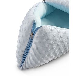 Babyhug Sleeping Bag Feeding Pillow & Blanket Combo Set with Giraffe Embroidery - White | Fits upto waist size 36 inches