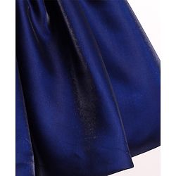 Babyhug Woven Half Puffed Sleeves Fit & Flare Party Frock with Sequin Bow Detailing - Navy Blue