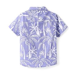 Babyhug Cotton Woven Half Sleeves Shirt With Tropical Print - Blue