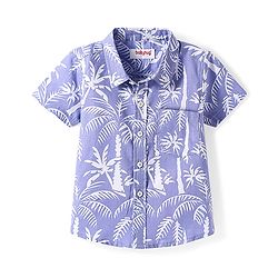 Babyhug Cotton Woven Half Sleeves Shirt With Tropical Print - Blue