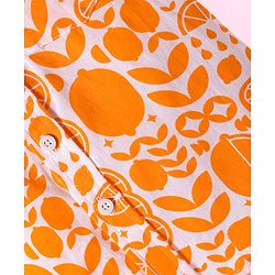 Babyhug Cotton Woven Half Sleeves Shirt with Fruits Print - Orange