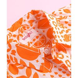 Babyhug Cotton Woven Half Sleeves Shirt with Fruits Print - Orange