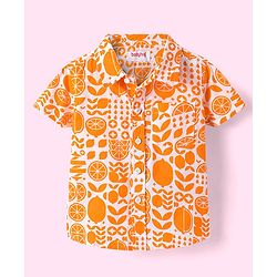 Babyhug Cotton Woven Half Sleeves Shirt with Fruits Print - Orange