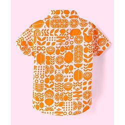 Babyhug Cotton Woven Half Sleeves Shirt with Fruits Print - Orange