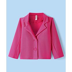 Babyhug Woven Full Sleeves Solid Colour  Blazer with Top & Trouser Set - Pink