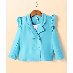 Babyhug Woven Full Sleeves Solid Top & Trouser with Inner Tee - Aqua Blue