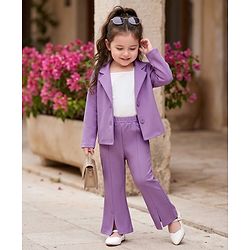 Babyhug Woven Full Sleeves Solid Colour Party Suit With Inner Top - Lilac