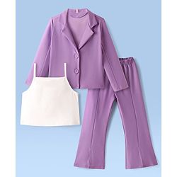 Babyhug Woven Full Sleeves Solid Colour Party Suit With Inner Top - Lilac